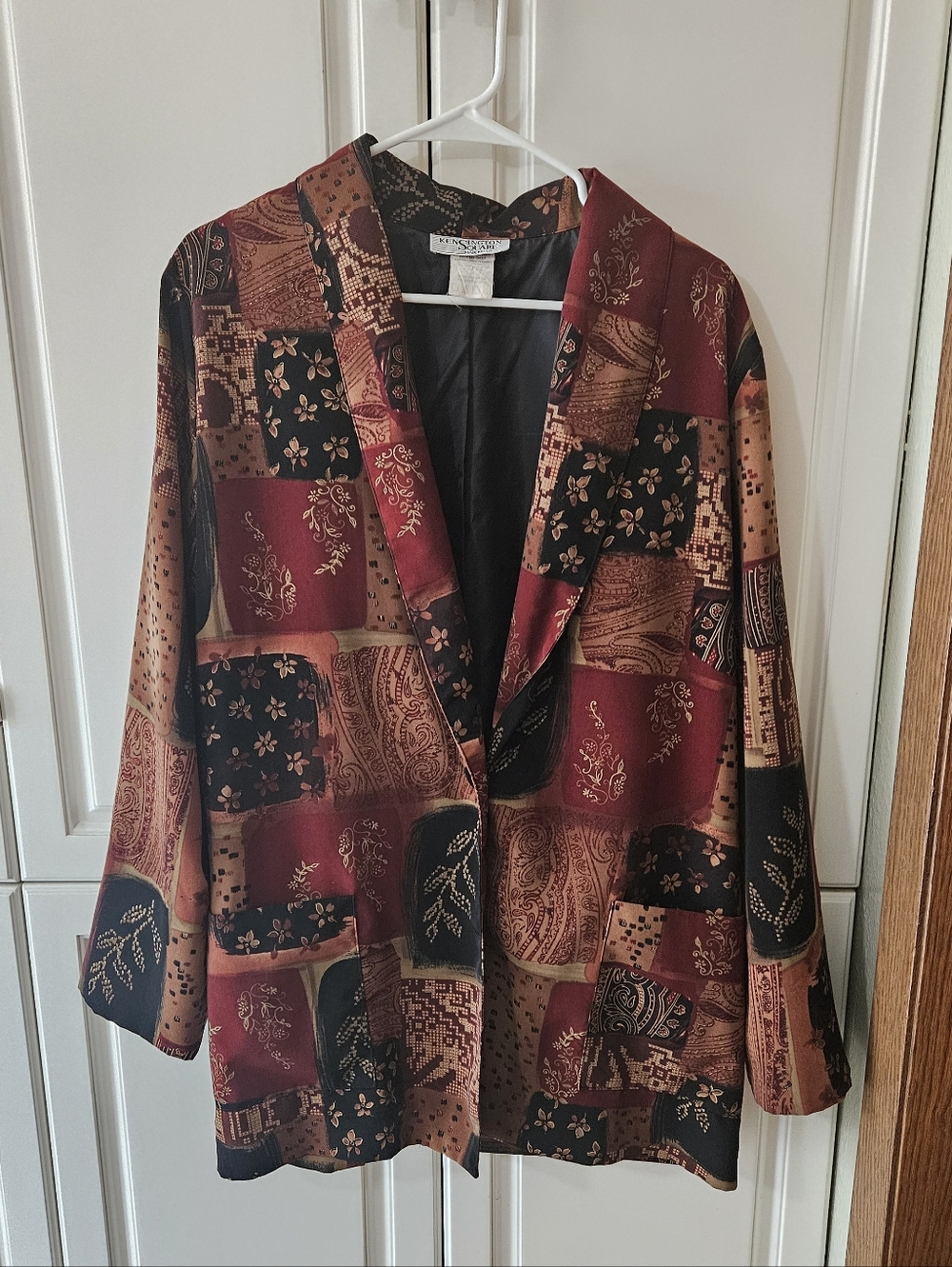 Kensington Square Vintage Earthtone Patchwork Blazer Jacket Dark Academia